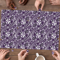 Hibiscus Bloom Island Tribal Waves Puzzle Purple Polynesian Pattern
