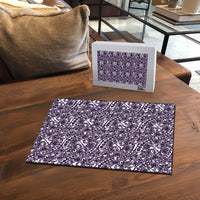 Hibiscus Bloom Island Tribal Waves Puzzle Purple Polynesian Pattern