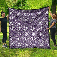 Hibiscus Bloom Island Tribal Waves Quilt Purple Polynesian Pattern