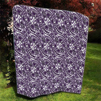 Hibiscus Bloom Island Tribal Waves Quilt Purple Polynesian Pattern