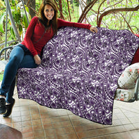 Hibiscus Bloom Island Tribal Waves Quilt Purple Polynesian Pattern