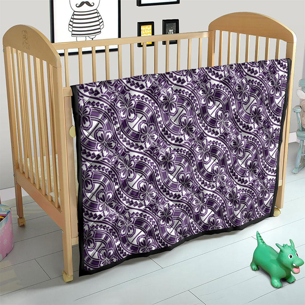 Hibiscus Bloom Island Tribal Waves Quilt Purple Polynesian Pattern
