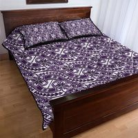 Hibiscus Bloom Island Tribal Waves Quilt Bed Set Purple Polynesian Pattern