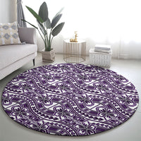 Hibiscus Bloom Island Tribal Waves Round Carpet Purple Polynesian Pattern LT01 - Polynesian Pride
