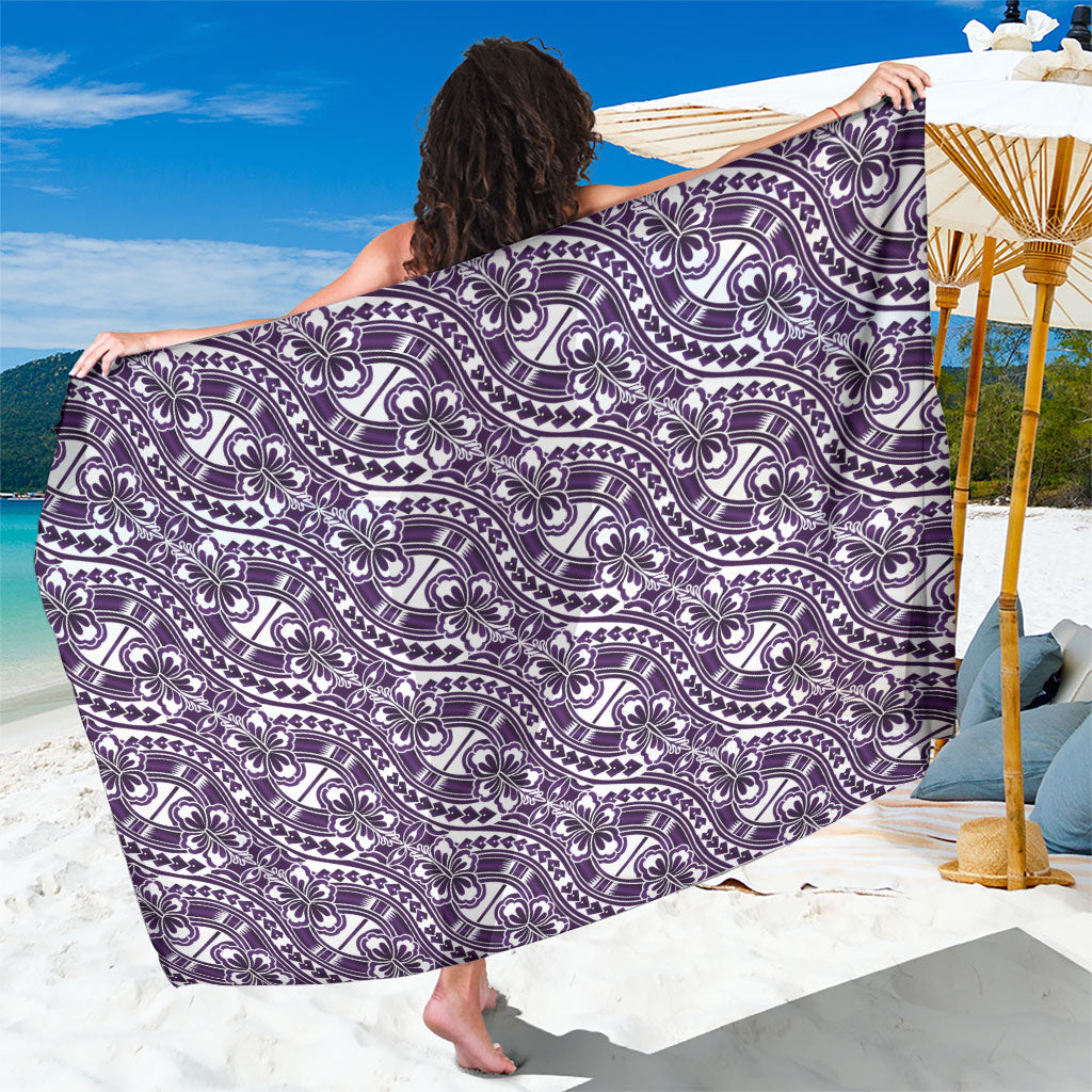 Hibiscus Bloom Island Tribal Waves Sarong Purple Polynesian Pattern LT01 One Size 44 x 66 inches Purple - Polynesian Pride
