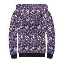 Hibiscus Bloom Island Tribal Waves Sherpa Hoodie Purple Polynesian Pattern LT01 - Polynesian Pride