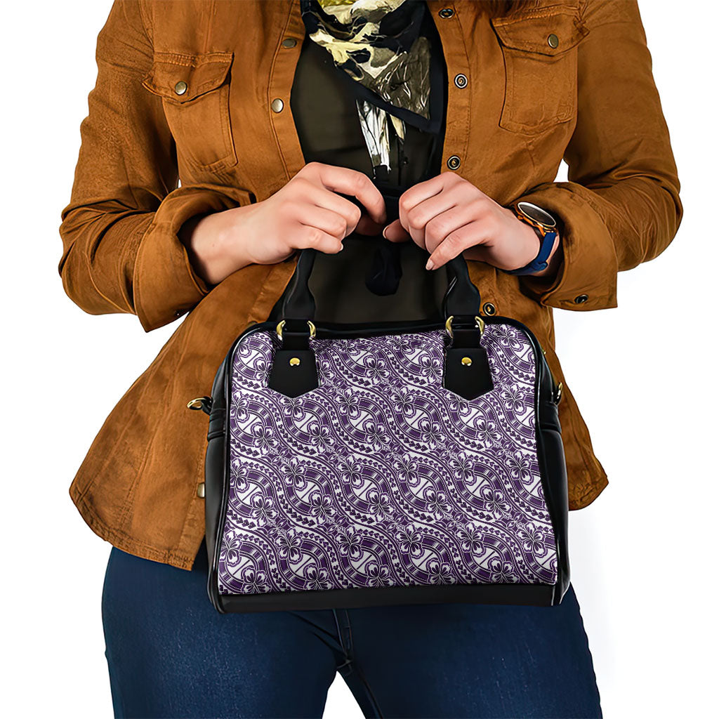Hibiscus Bloom Island Tribal Waves Shoulder Handbag Purple Polynesian Pattern LT01 - Polynesian Pride