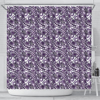 Hibiscus Bloom Island Tribal Waves Shower Curtain Purple Polynesian Pattern LT01 - Polynesian Pride