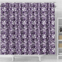Hibiscus Bloom Island Tribal Waves Shower Curtain Purple Polynesian Pattern LT01 - Polynesian Pride