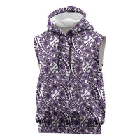 Hibiscus Bloom Island Tribal Waves Sleeveless Hoodie Purple Polynesian Pattern LT01 Purple - Polynesian Pride