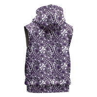 Hibiscus Bloom Island Tribal Waves Sleeveless Hoodie Purple Polynesian Pattern LT01 - Polynesian Pride