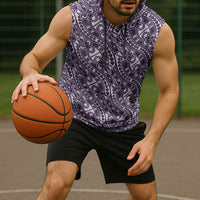 Hibiscus Bloom Island Tribal Waves Sleeveless Hoodie Purple Polynesian Pattern LT01 - Polynesian Pride