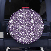 Hibiscus Bloom Island Tribal Waves Spare Tire Cover Purple Polynesian Pattern