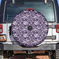 Hibiscus Bloom Island Tribal Waves Spare Tire Cover Purple Polynesian Pattern