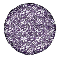 Hibiscus Bloom Island Tribal Waves Spare Tire Cover Purple Polynesian Pattern