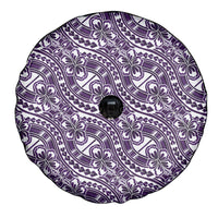 Hibiscus Bloom Island Tribal Waves Spare Tire Cover Purple Polynesian Pattern