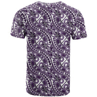 Hibiscus Bloom Island Tribal Waves T Shirt Purple Polynesian Pattern