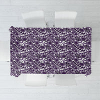 Hibiscus Bloom Island Tribal Waves Tablecloth Purple Polynesian Pattern