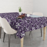 Hibiscus Bloom Island Tribal Waves Tablecloth Purple Polynesian Pattern