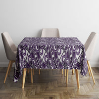 Hibiscus Bloom Island Tribal Waves Tablecloth Purple Polynesian Pattern