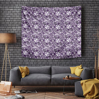 Hibiscus Bloom Island Tribal Waves Tapestry Purple Polynesian Pattern