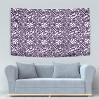 Hibiscus Bloom Island Tribal Waves Tapestry Purple Polynesian Pattern