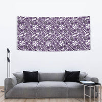 Hibiscus Bloom Island Tribal Waves Tapestry Purple Polynesian Pattern