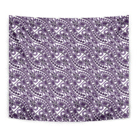 Hibiscus Bloom Island Tribal Waves Tapestry Purple Polynesian Pattern