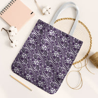 Hibiscus Bloom Island Tribal Waves Tote Bag Purple Polynesian Pattern LT01 White Strap One Size Purple - Polynesian Pride