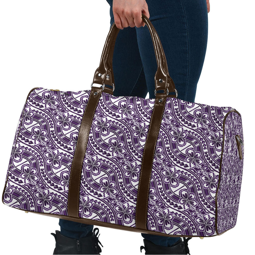 Hibiscus Bloom Island Tribal Waves Travel Bag Purple Polynesian Pattern LT01 - Polynesian Pride