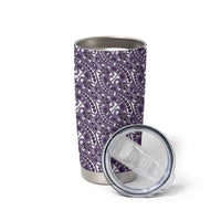 Hibiscus Bloom Island Tribal Waves Tumbler Cup Purple Polynesian Pattern