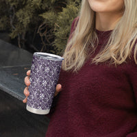 Hibiscus Bloom Island Tribal Waves Tumbler Cup Purple Polynesian Pattern