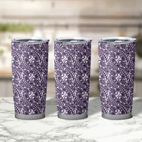 Hibiscus Bloom Island Tribal Waves Tumbler Cup Purple Polynesian Pattern