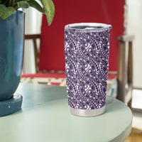 Hibiscus Bloom Island Tribal Waves Tumbler Cup Purple Polynesian Pattern