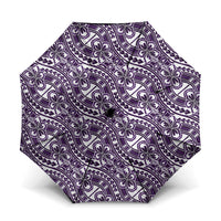 Hibiscus Bloom Island Tribal Waves Umbrella Purple Polynesian Pattern
