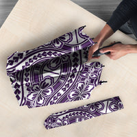Hibiscus Bloom Island Tribal Waves Umbrella Purple Polynesian Pattern