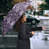 Hibiscus Bloom Island Tribal Waves Umbrella Purple Polynesian Pattern