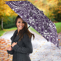 Hibiscus Bloom Island Tribal Waves Umbrella Purple Polynesian Pattern