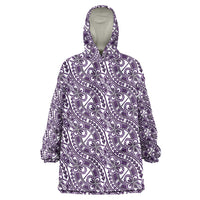 Hibiscus Bloom Island Tribal Waves Wearable Blanket Hoodie Purple Polynesian Pattern LT01 One Size Purple - Polynesian Pride