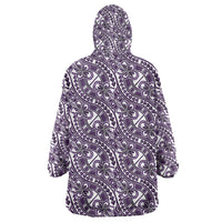 Hibiscus Bloom Island Tribal Waves Wearable Blanket Hoodie Purple Polynesian Pattern LT01 - Polynesian Pride