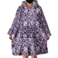 Hibiscus Bloom Island Tribal Waves Wearable Blanket Hoodie Purple Polynesian Pattern LT01 - Polynesian Pride