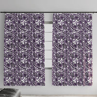 Hibiscus Bloom Island Tribal Waves Window Curtain Purple Polynesian Pattern