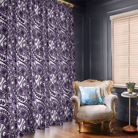 Hibiscus Bloom Island Tribal Waves Window Curtain Purple Polynesian Pattern