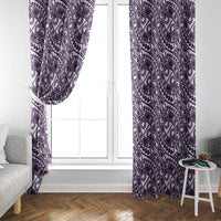 Hibiscus Bloom Island Tribal Waves Window Curtain Purple Polynesian Pattern