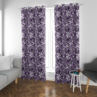 Hibiscus Bloom Island Tribal Waves Window Curtain Purple Polynesian Pattern