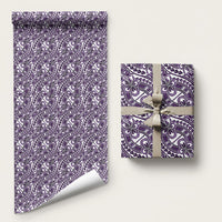 Hibiscus Bloom Island Tribal Waves Wrapping Paper Purple Polynesian Pattern
