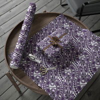 Hibiscus Bloom Island Tribal Waves Wrapping Paper Purple Polynesian Pattern