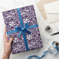 Hibiscus Bloom Island Tribal Waves Wrapping Paper Purple Polynesian Pattern