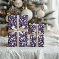 Hibiscus Bloom Island Tribal Waves Wrapping Paper Purple Polynesian Pattern