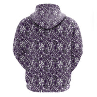 Hibiscus Bloom Island Tribal Waves Zip Hoodie Purple Polynesian Pattern LT01 - Polynesian Pride